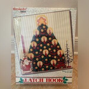 CARON Wonder Art Christmas tree latch hook kit. Holiday gift Christmas craft
